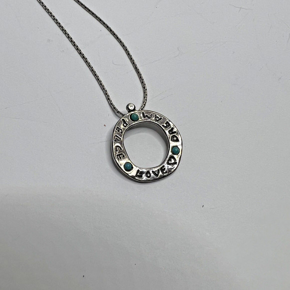 Sterling Silver 925 Bili Peace Love Dream Turquoise Charm With 16" Necklace - Picture 4 of 7